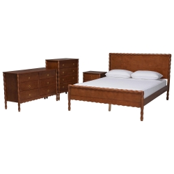 Baxton Studio Seamus 4-Piece Bedroom Set with 1 Nightstand, Queen
